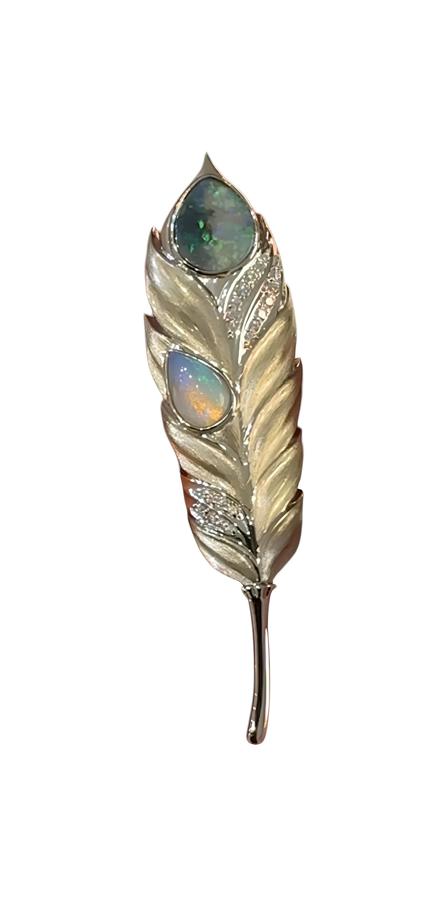 Opal Feather Brooch