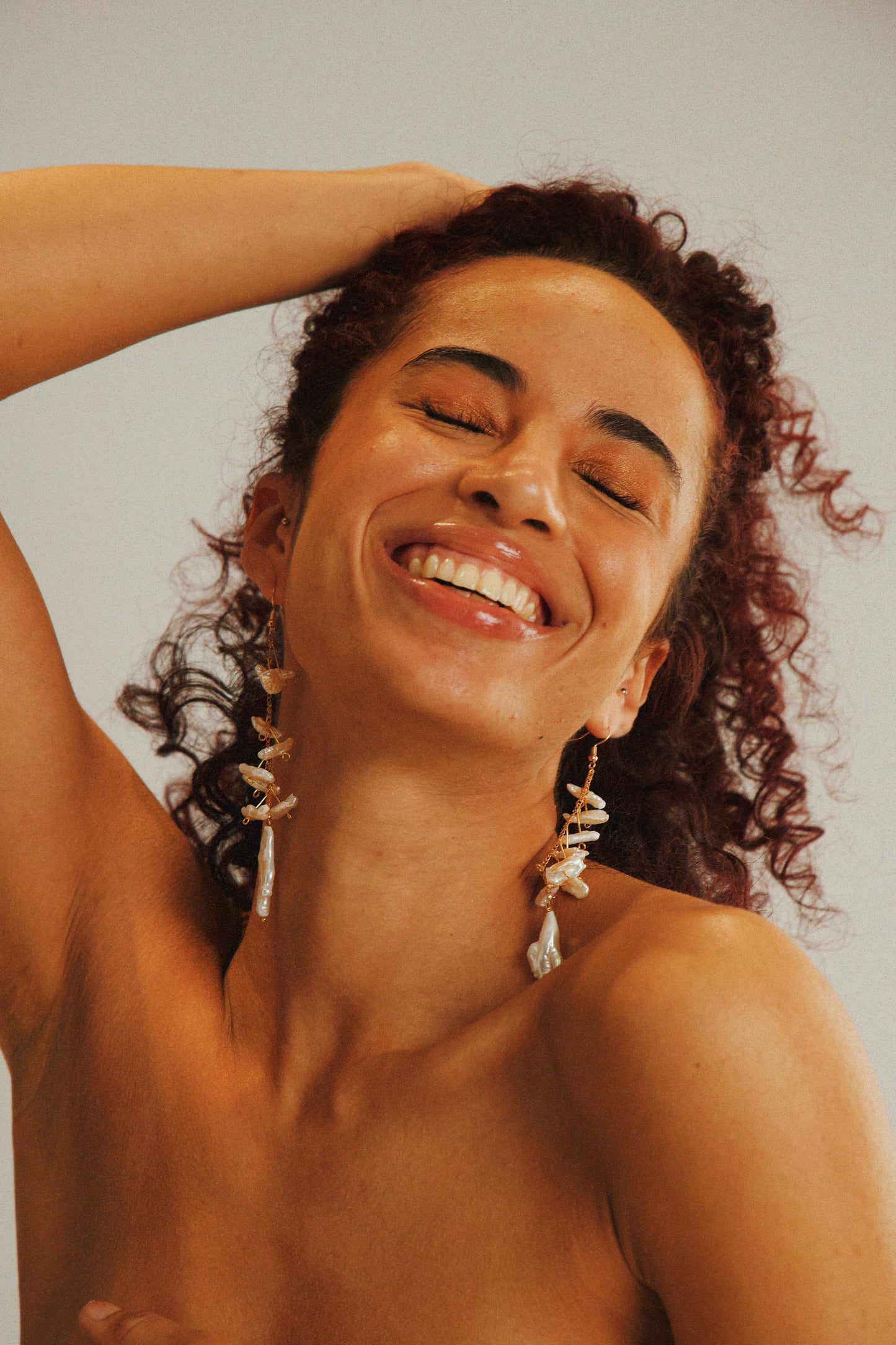 Vertical pearl stack earrings