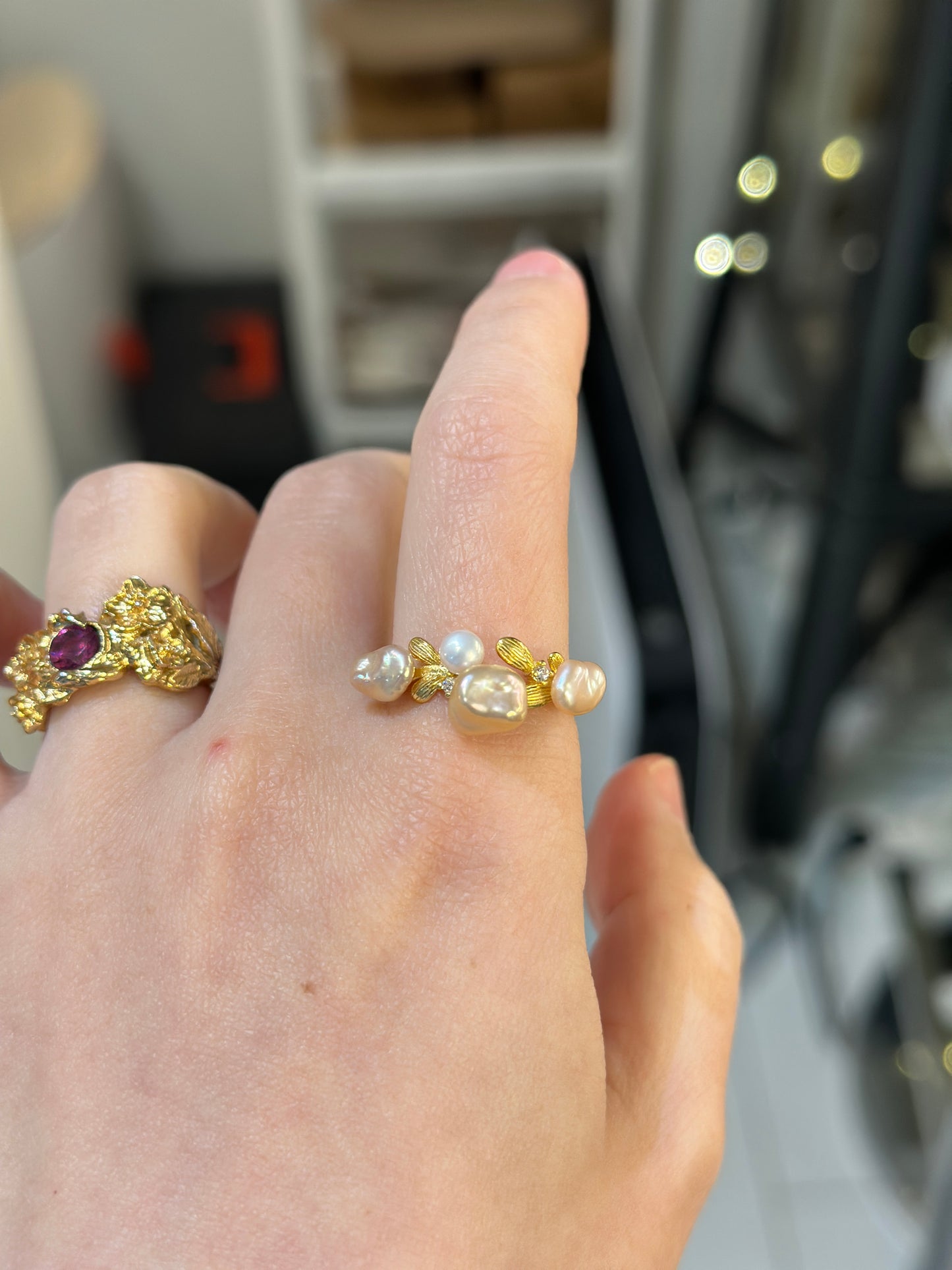 Best seller flower Keshi Pearl ring