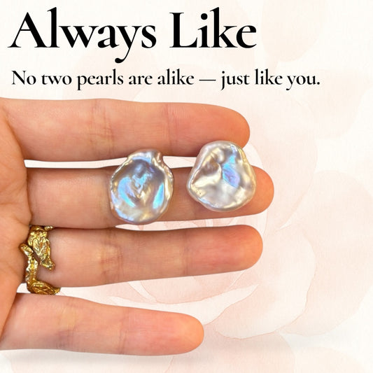 Purple petal pearl earrings