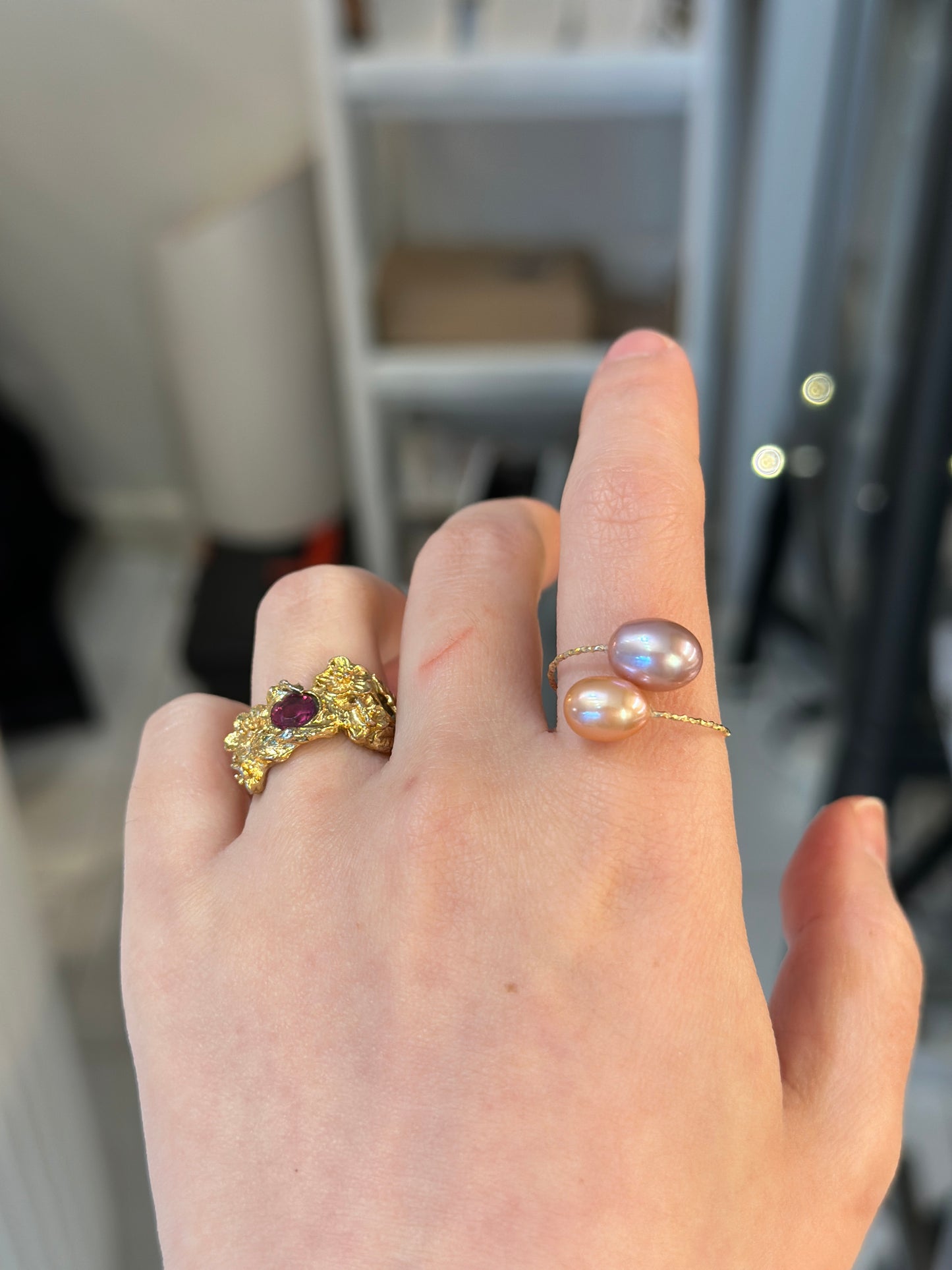 Premium Aurora colourful Pearl ring