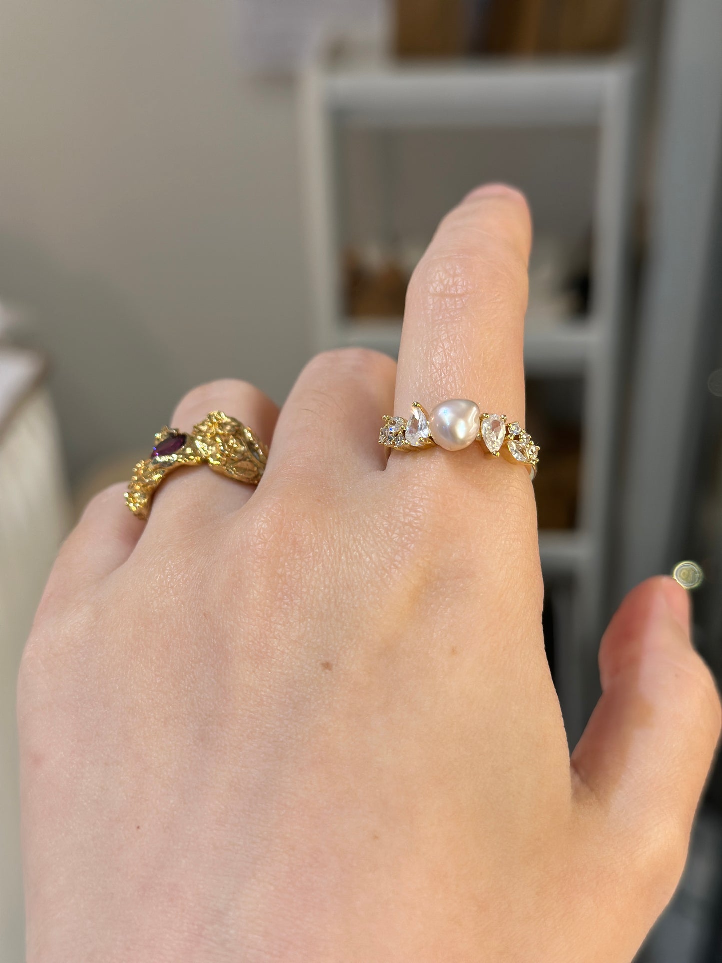 Bling bling pearl ring