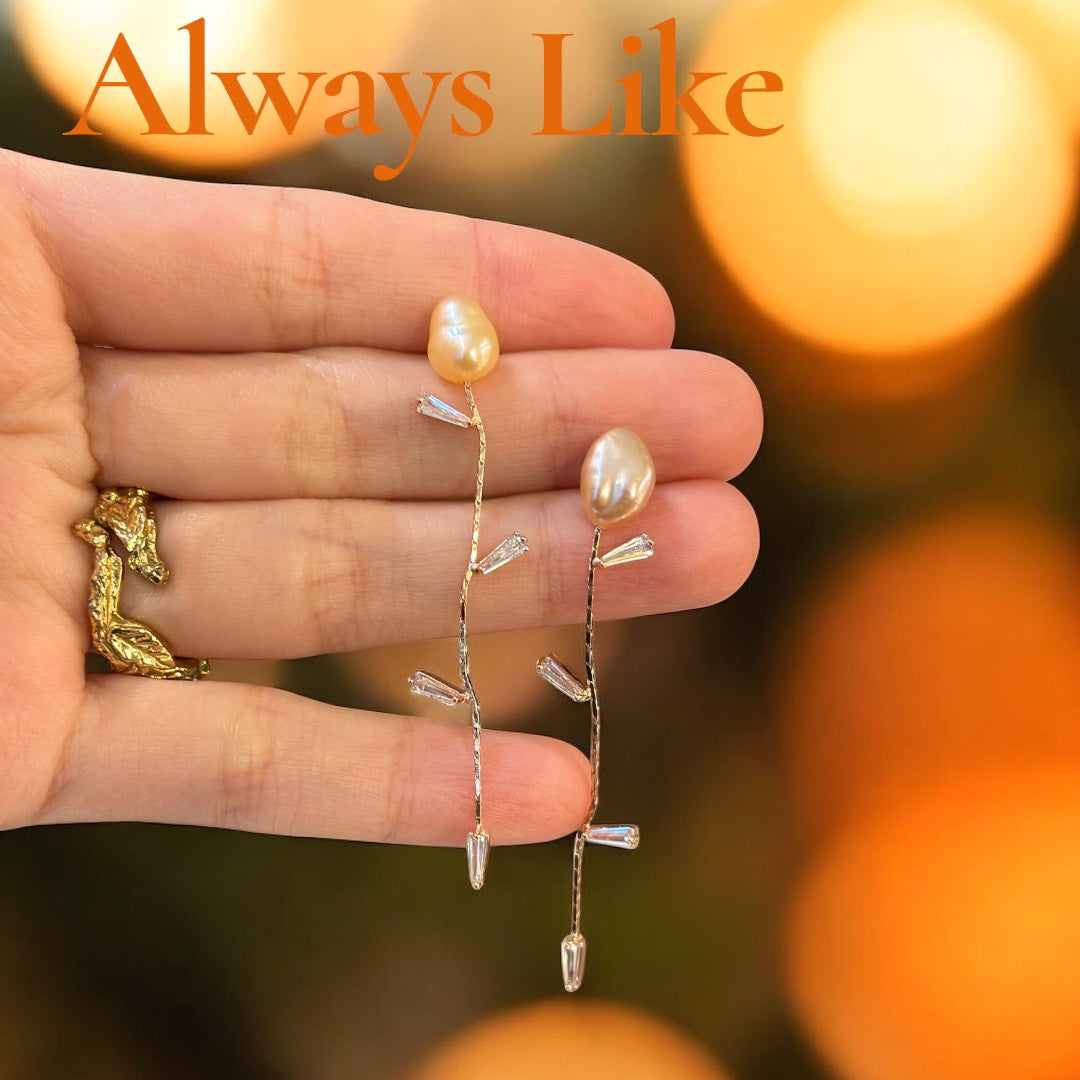 Rose shape pearl earrings