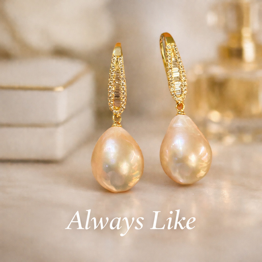 Light golden Aurora Pearl, 18k gold plated silver