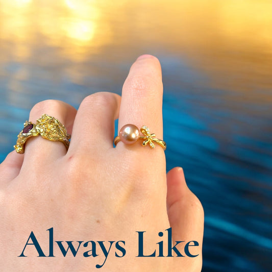 Rose alike pearl ring