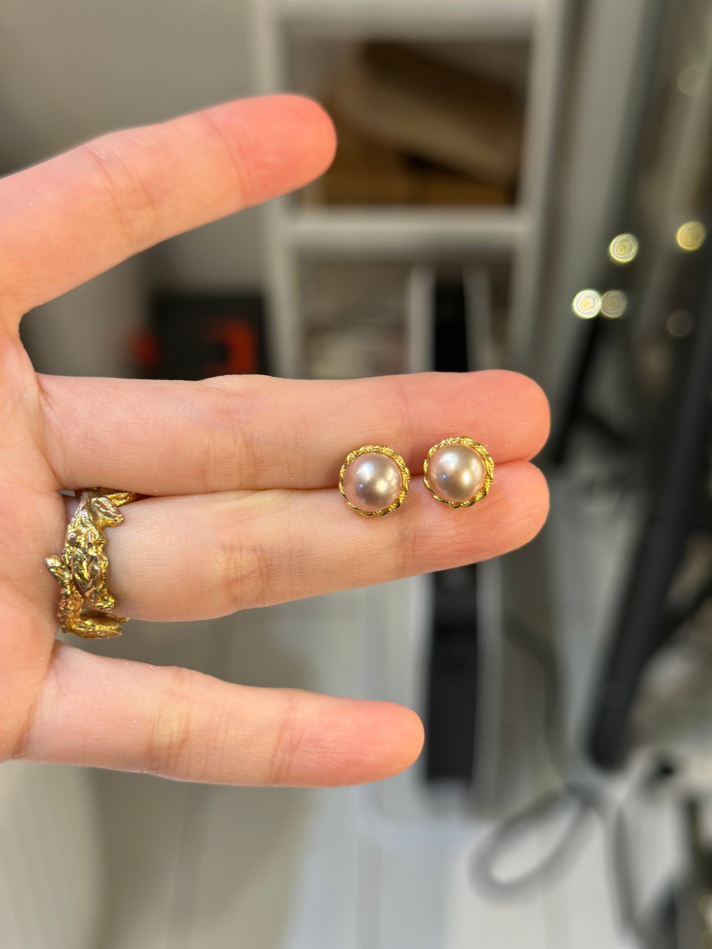 Classic purple pearl earrings