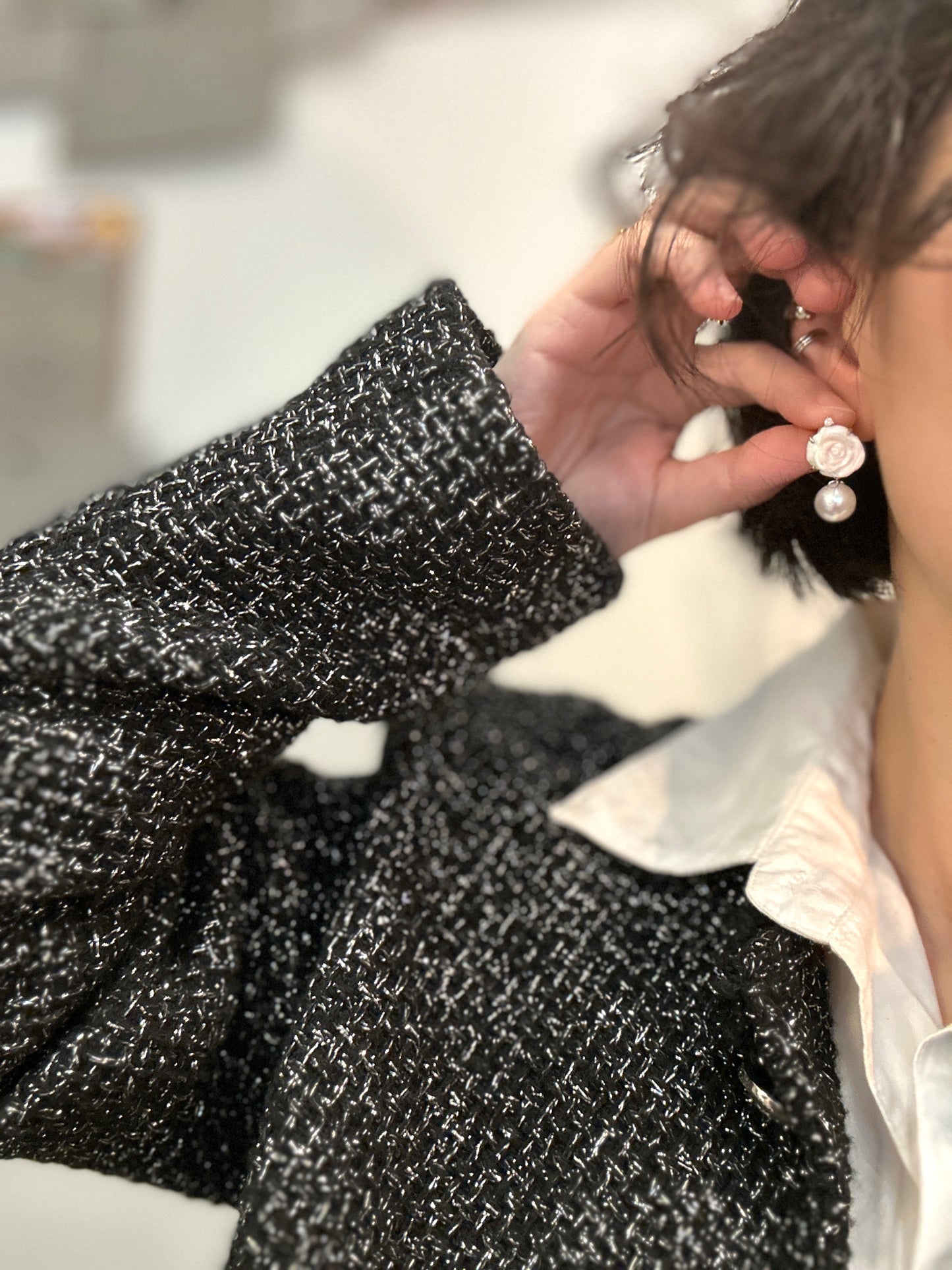 Italian coral pearl earring