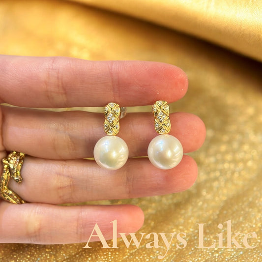 Big perfect pearl earrings
