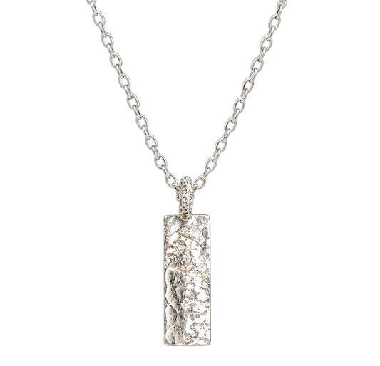 Minimal Silver Bar Necklace handmade in fine silver on clean white background