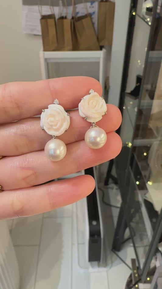 Italian coral pearl earring