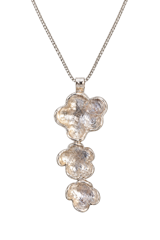 Handmade S999 fine silver flower necklace